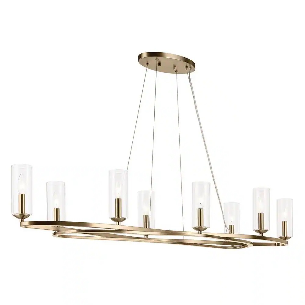 Harpin 52.5 in 8-Light Linear Champagne Bronze Soft Modern Dining Room Chandelie